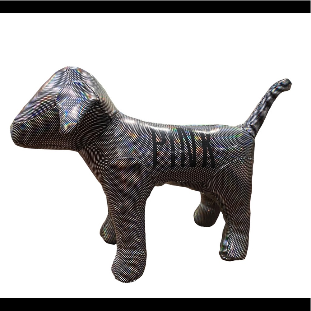 PINK Victoria's Secret Metallic Silver Plush Dog (2013)